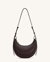 Sharon Woven Crossbody Bag - Coffee Brown
