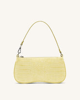 Eva Shoulder Handbag - Light Yellow Croc