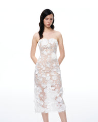 Lysandra 3D Floral Embroidered Maxi Dress - White