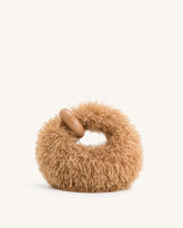 Abacus Faux Fur Mini Top Handle Bag - Yellow Brown
