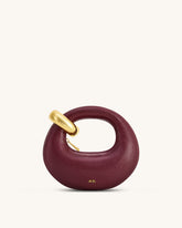 Abacus Faux Snake-Effect Mini Top Handle Bag - Burgundy