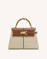 Elise Large Top Handle Bag - Brown Canvas