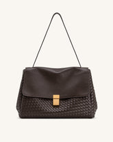 Hilary Woven Shoulder Bag - Dark Brown