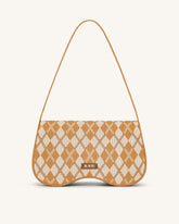 Becci Knitted Shoulder Bag - Orange & Ivory & Brown