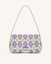 Becci Knitted Shoulder Bag - Purple & Ivory & Lime