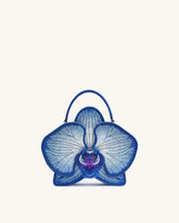Flora Orchid Shaped Top Handle Bag - Blue