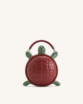 Ava Turtle Shape Handbag - Brown