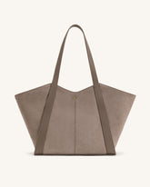 Kiana Large Capacity Faux Suede Tote Bag - Taupe