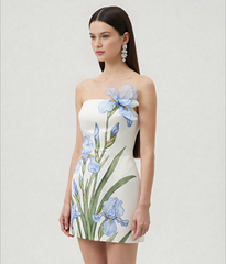 Floral Printed Mini Dress - White