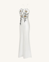 Orchid Embroidered Dress - White/Black