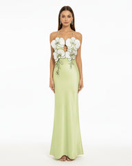 Orchid Embroidered Dress - Light Green/Ivory