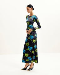 Zoe Vibrant Floral Long Sleeve Gown - Multicolor