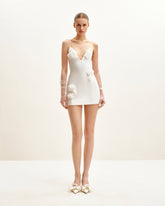 Floral Embrace Sleeveless Gown - White