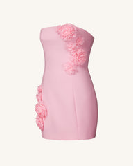 Blossoming Elegance Strapless Dress - Pink
