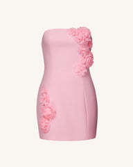 Blossoming Elegance Strapless Dress - Pink