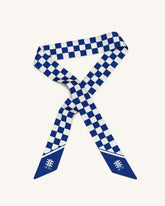 Gradient Checkerboard Faux Silk Twill Scarf - Classic Blue