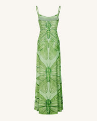 Dragonfly Totem Maxi Dress - Green
