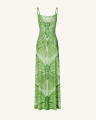 Dragonfly Totem Maxi Dress - Green