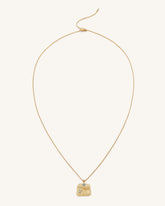 Plantain Fan Pendant Necklace - 18ct Gold Plated & Sea Blue Zircon & Green Nano