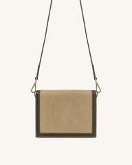Mini Flap Faux Suede Crossbody - Green