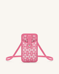 Aylin Knitted Phone Bag -  Pink & Hot Pink