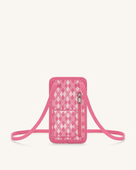 Aylin Knitted Phone Bag -  Pink & Hot Pink