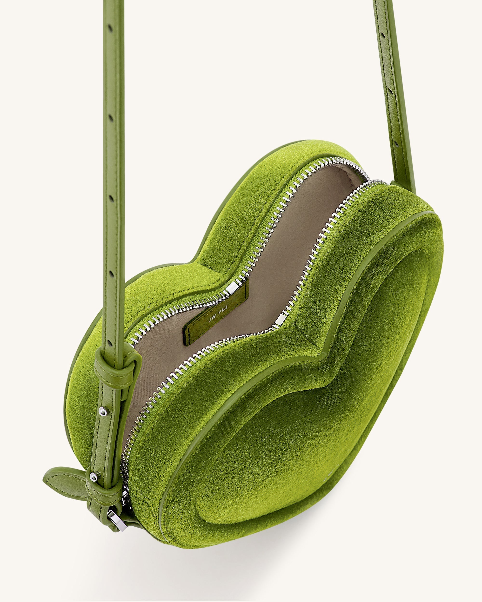 Arlene Velvet Heart Shaped Bag - Green