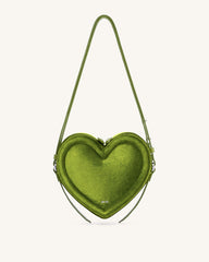 Arlene Velvet Heart Shaped Bag - Green