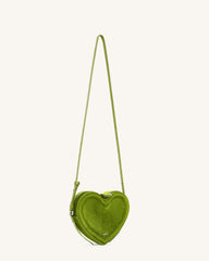Arlene Velvet Heart Shaped Bag - Green