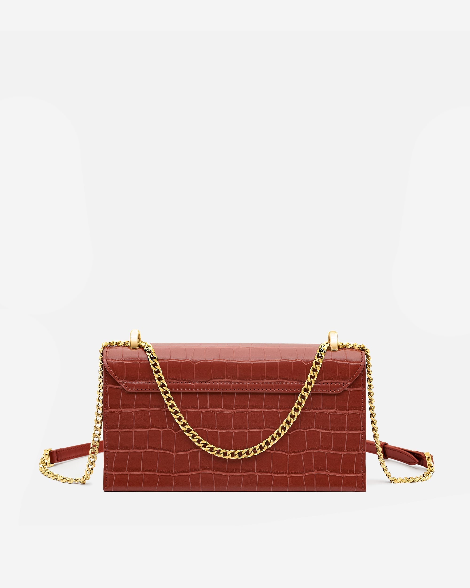 Jade Chain Bag -  Wine Red Croc
