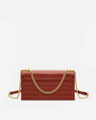 Jade Chain Bag -  Wine Red Croc
