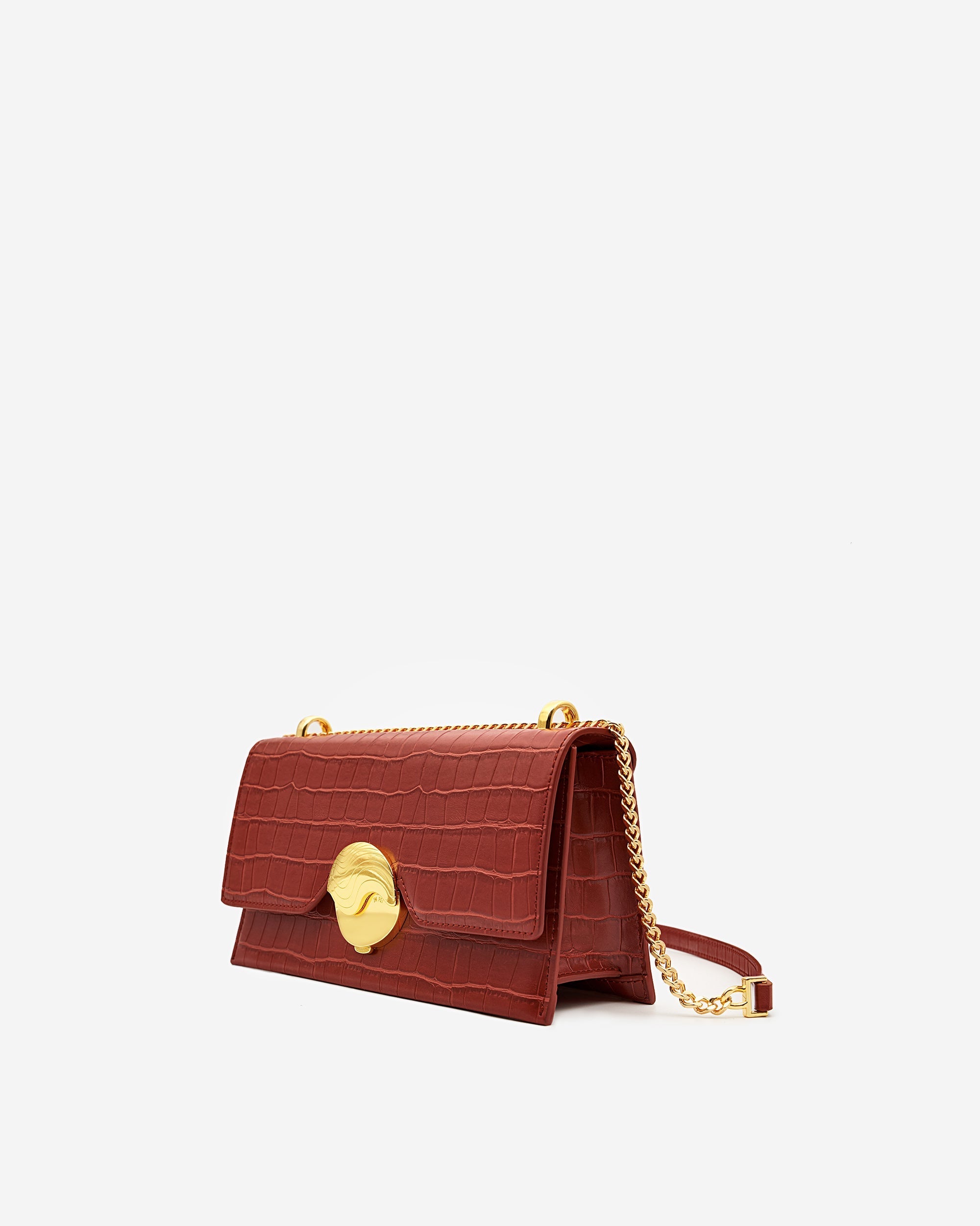 Jade Chain Bag -  Wine Red Croc