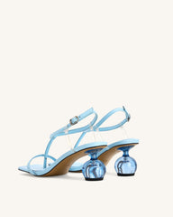 Charlotte Strappy Heels with Spherical Heel - Sky Blue