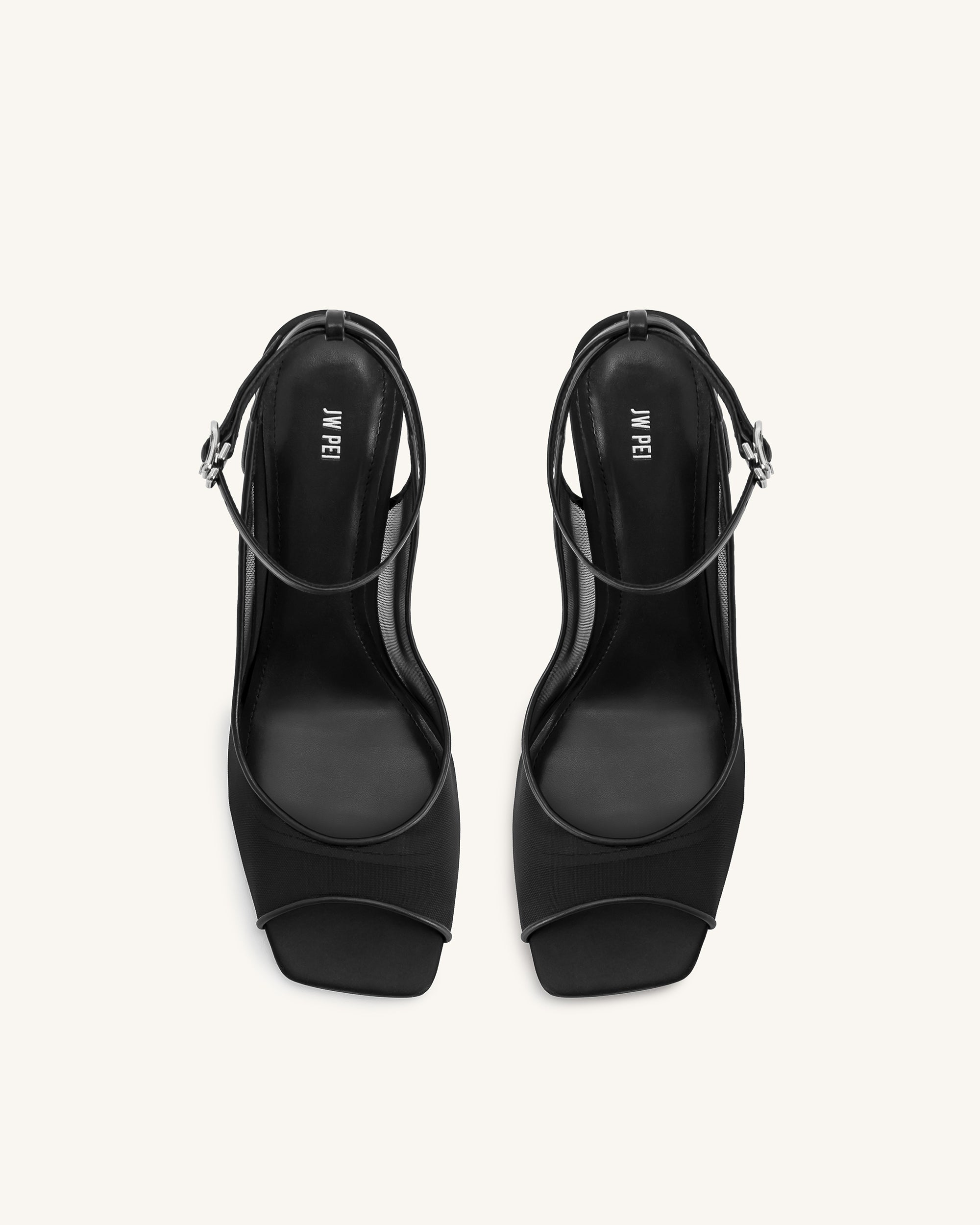 Serenity Open Toe Mesh Slingback Sandals - Black