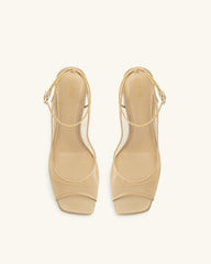 Serenity Open Toe Mesh Slingback Sandals - Khaki