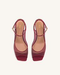 Serenity Open Toe Mesh Slingback Sandals - Burgundy