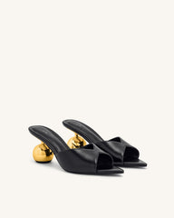 Ellie Sphere Heel Mules - Black
