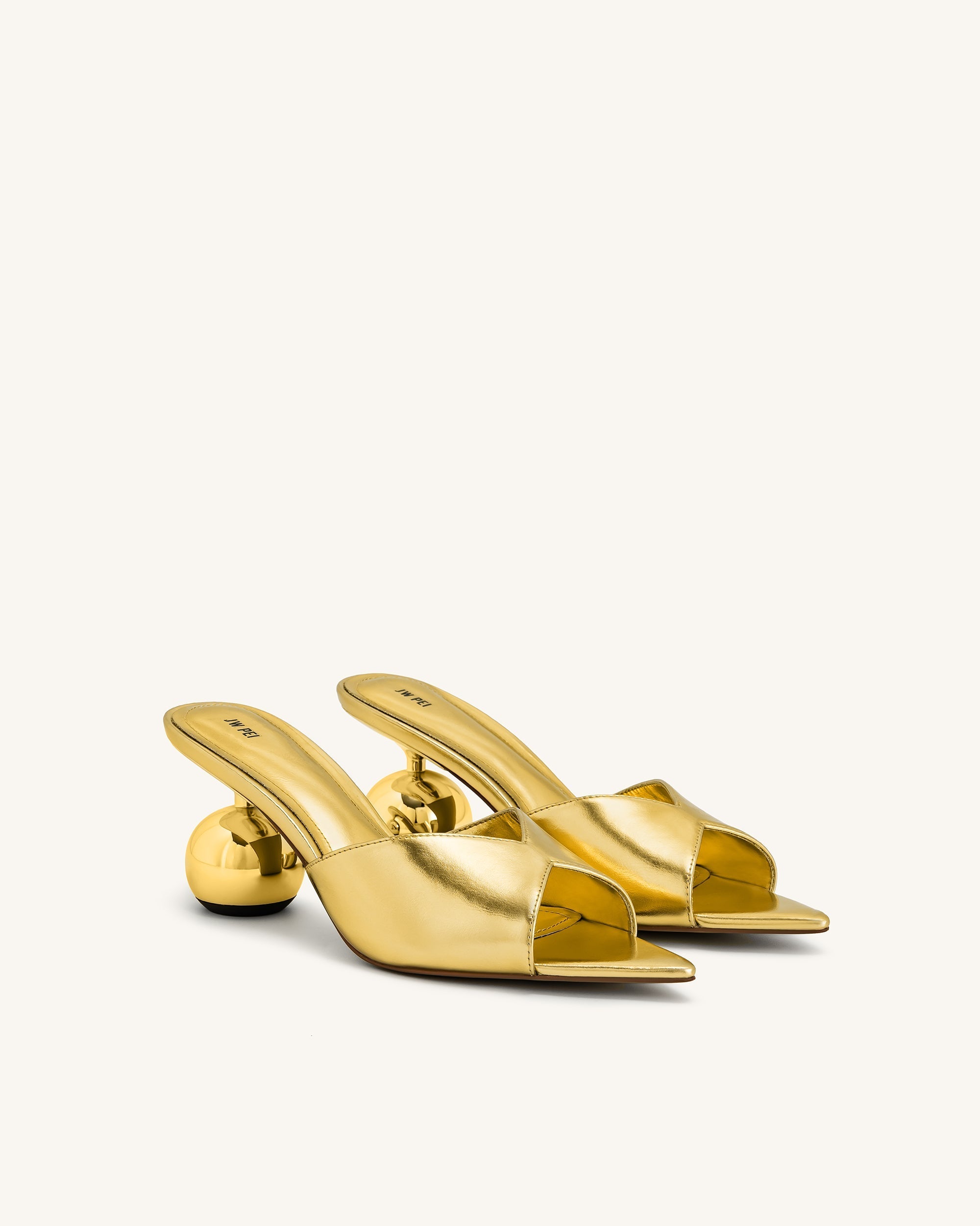Ellie Sphere Heel Mules - Gold