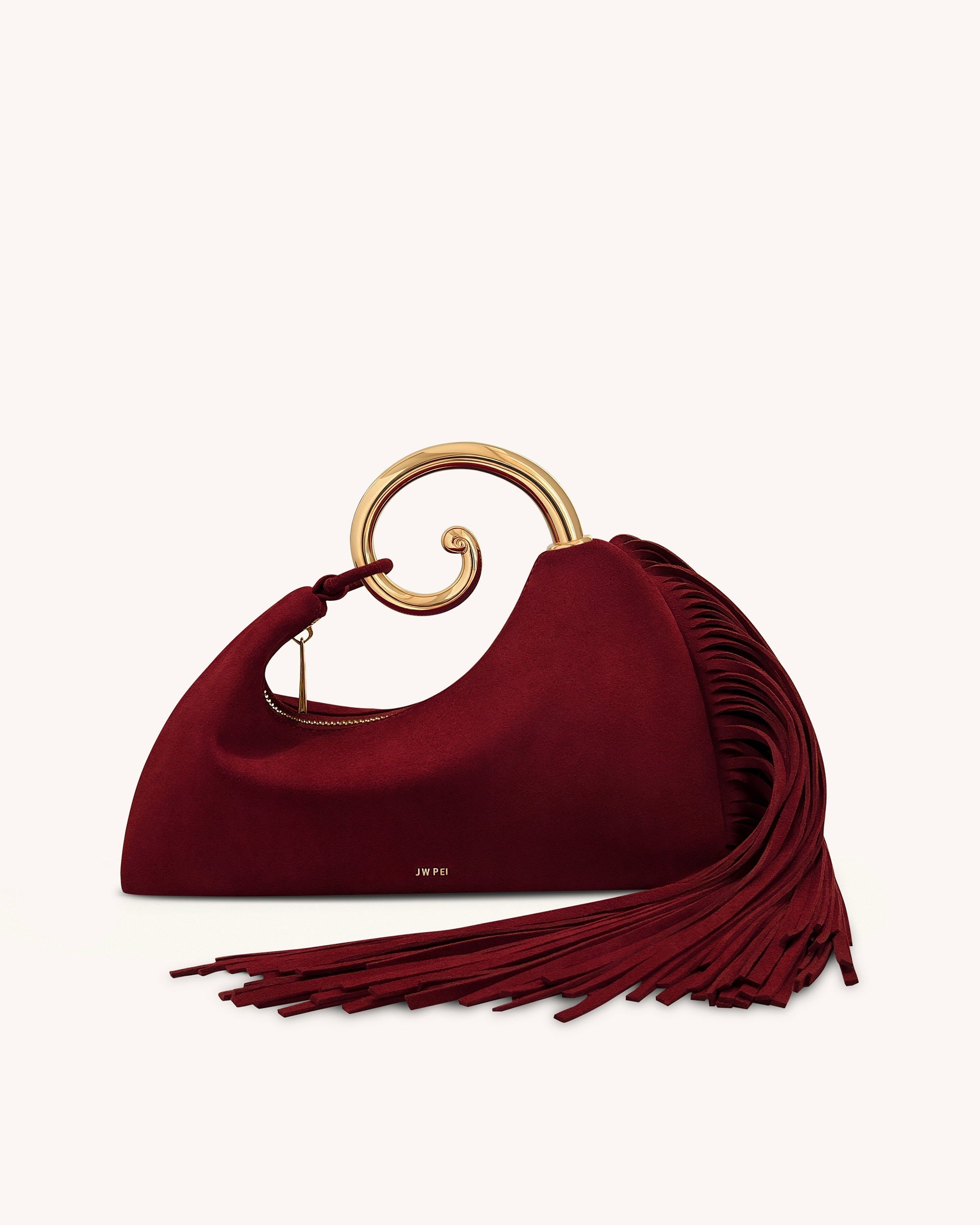 Nell Fringe Hardware Top Handle Bag - Burgundy