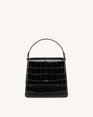 The Fae Top Handle Bag - Black Croc