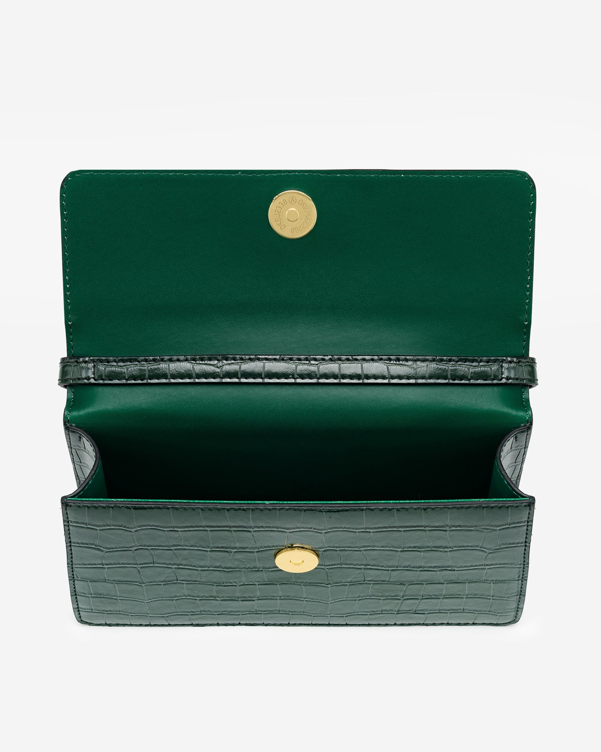 Julia Acrylic Chain Crossbody Bag - Dark Green Croc