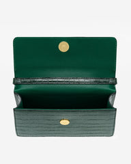 Julia Acrylic Chain Crossbody Bag - Dark Green Croc