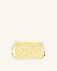 Julia Chain Crossbody Bag - Light Yellow Croc
