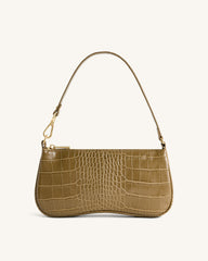 Eva Shoulder Handbag - Dark Olive Croc