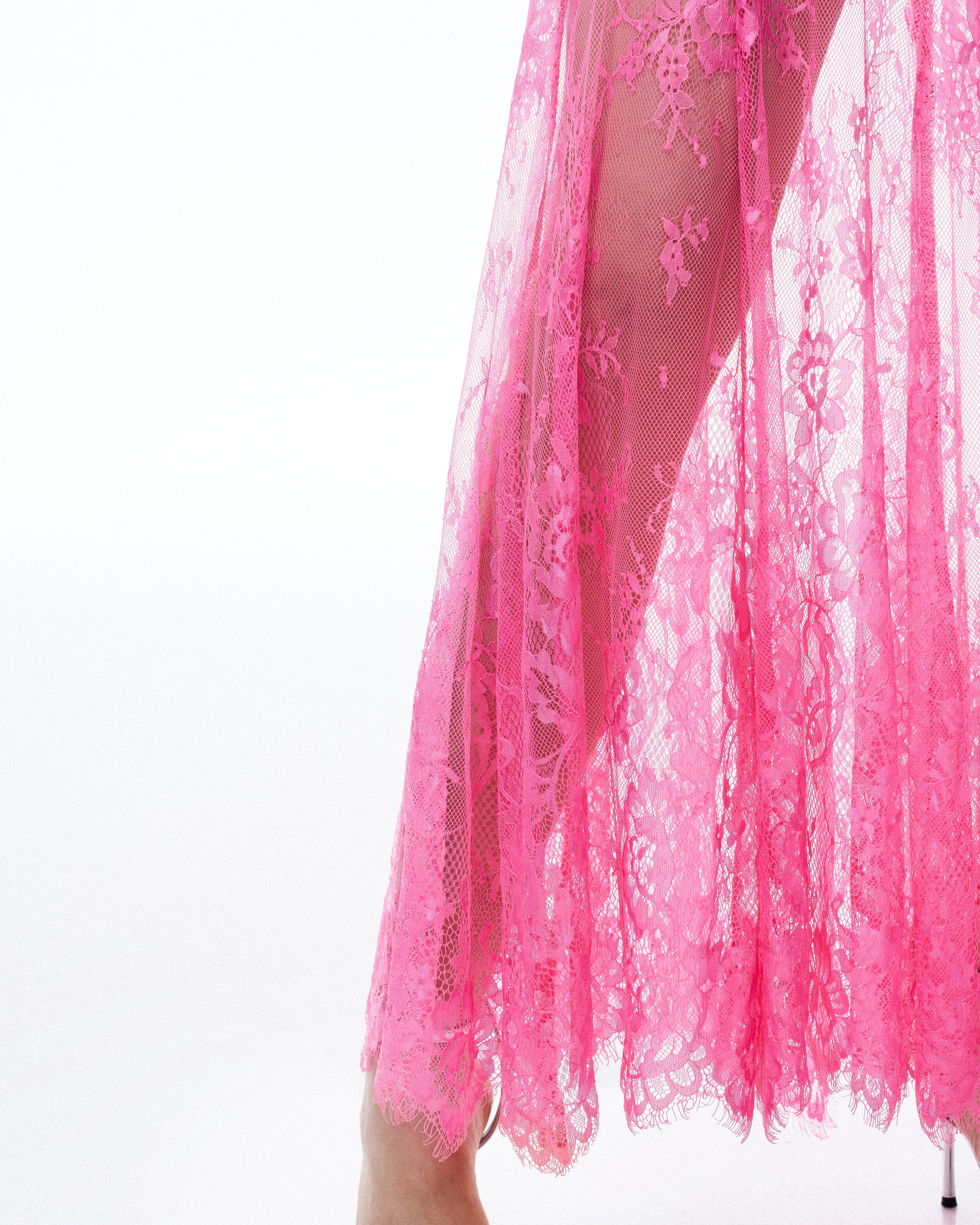 Evadne Floral Lace Dress - Pink