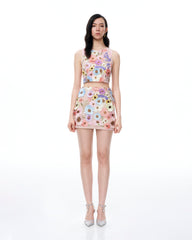 Valentino 3D Floral Embroidered Dress Set - Pastel Multi
