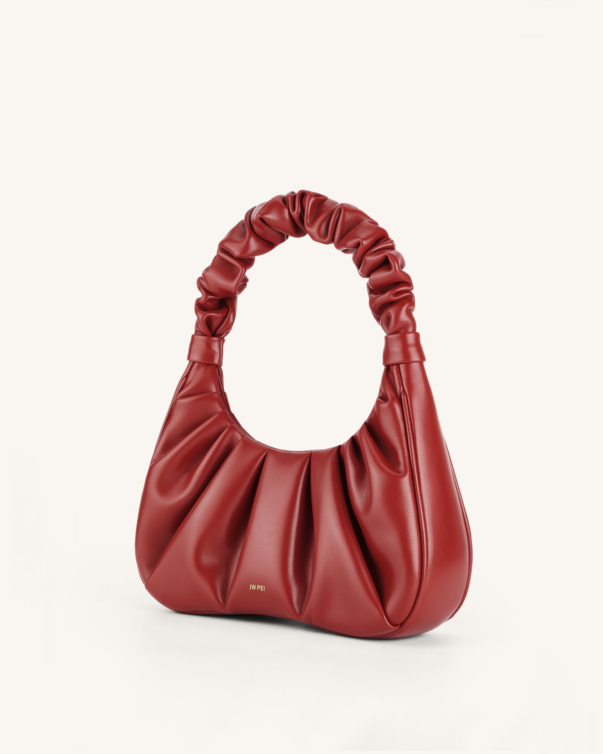 Gabbi Ruched Hobo Handbag - Chili