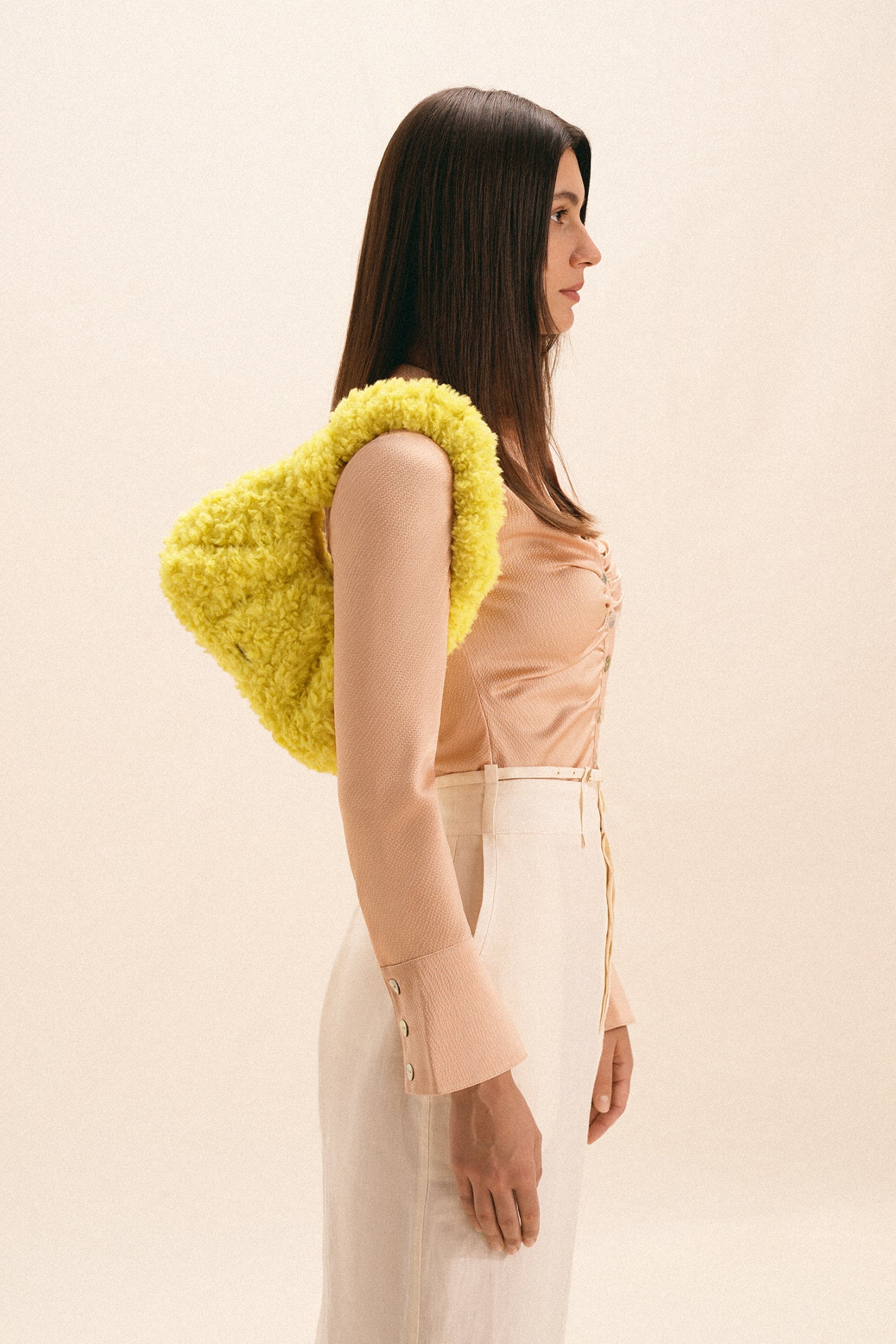 Gabbi Faux Fur Hobo Handbag - Yellow
