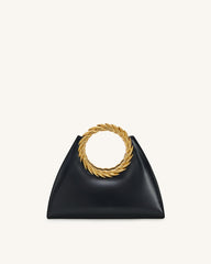Amiya Leaf Handle Sculpture Bag - Black