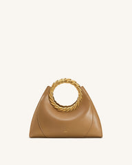 Amiya Leaf Handle Sculpture Bag - Brown